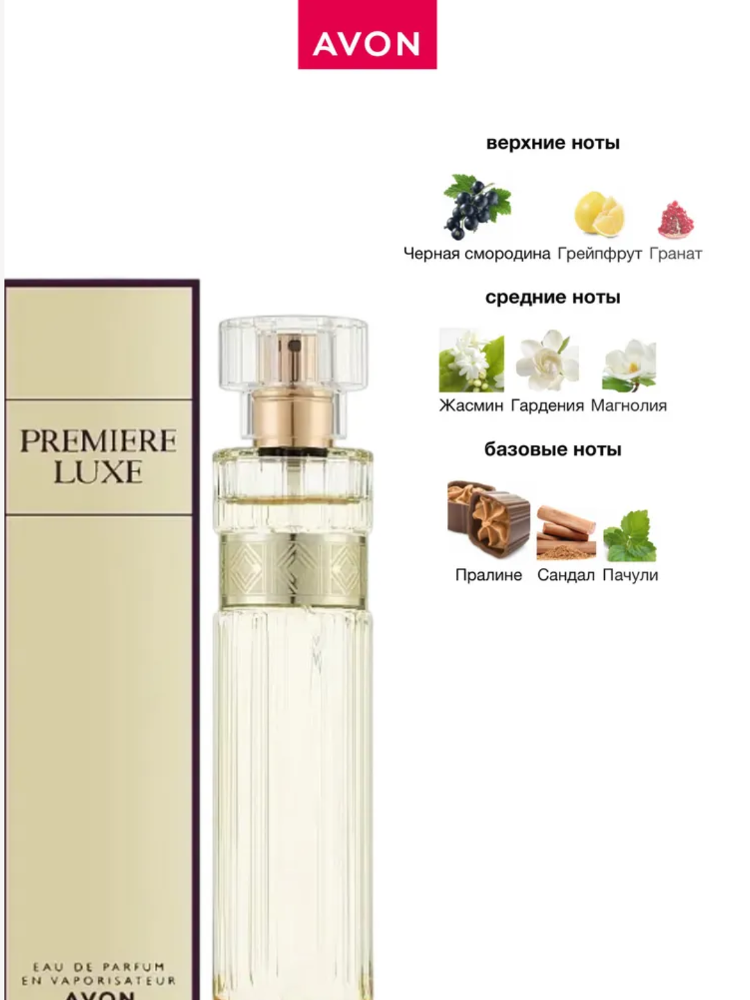 Женская парфюмированная вода Premier Luxe Avon, цветочно-фруктовая, 50 мл Польша — фото 1