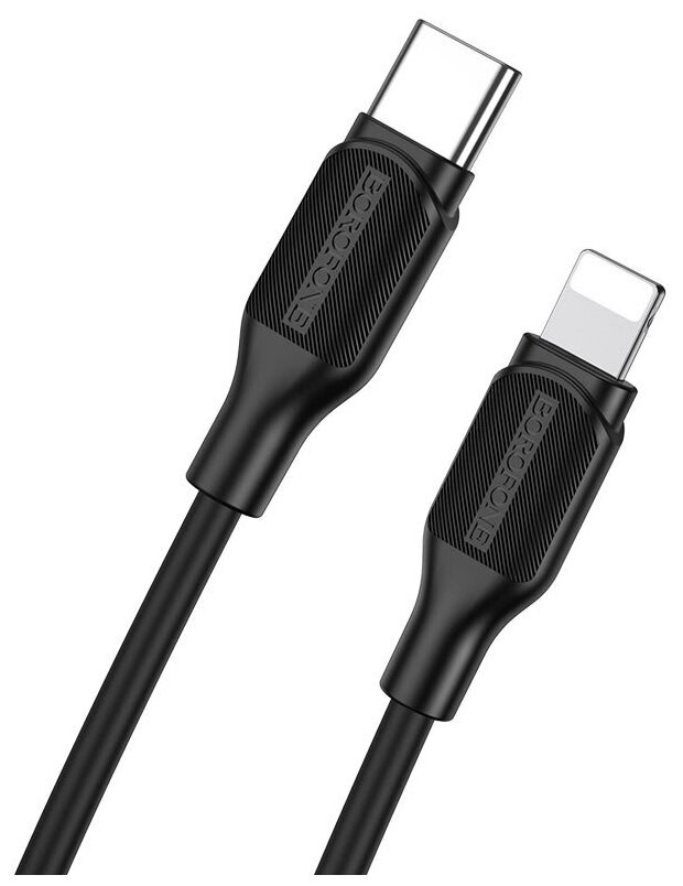 BOROFONE BX42 Encore PD, силиконовый кабель для зарядки и передачи данных USB-C на Lightning, 1 м, ток до 3A