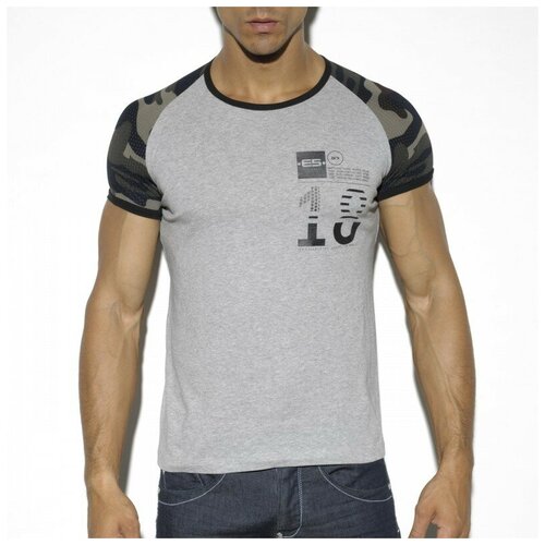 подарки мужская футболка лучший рыбак камуфляжной расцветки 52 размер Футболка ES Collection Camo Rangla Sleeve T-Shirt, размер XL, серый