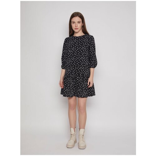 фото Мини платье с принтом, цвет черный, размер s zolla