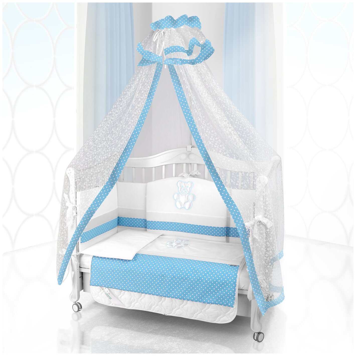 Комплект постельного белья Beatrice Bambini Unico Puntini (125х65) - bianco& blu