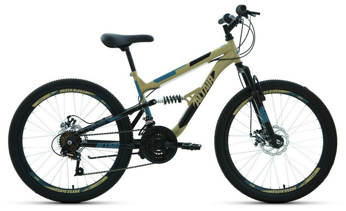 Велосипед для подростков Altair MTB FS 24 D бежевый/черный (RBK22AL24051)