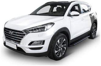 Пороги на автомобиль "Premium-Black" Rival Hyundai Tucson III 2015-2021/Kia Sportage IV 2016-2018 2018-н. в 173 см, 2 шт алюминий, A173ALB.2309.2