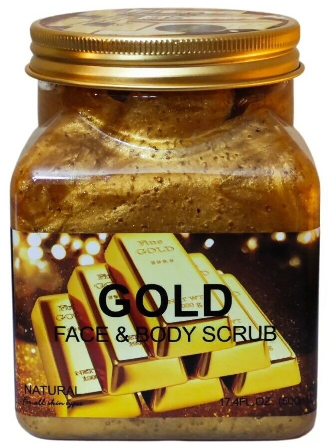 Wokali Скраб для лица и тела Natural Scrub Gold Омолаживающий с Золотом 500 мл