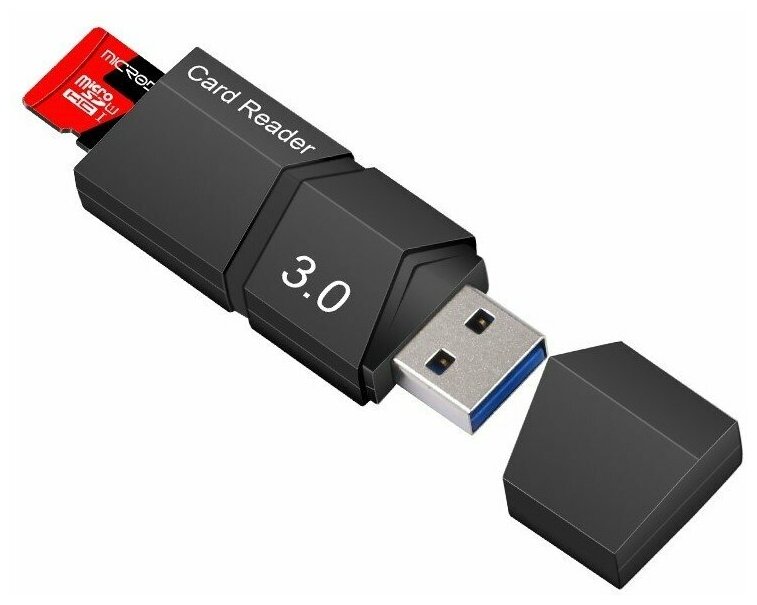 Кард ридер USB 3.0 - Micro SD Card reader-черный