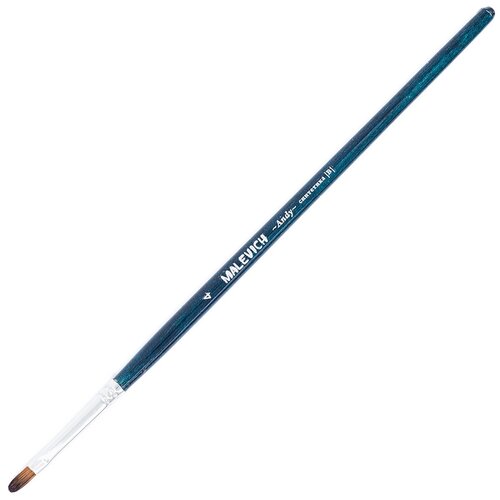 Малевичъ Andy синтетика, плоскоовальная, короткая ручка, №4, 1 шт., синий кисть из синтетики andy плоскоовальная 4 753304