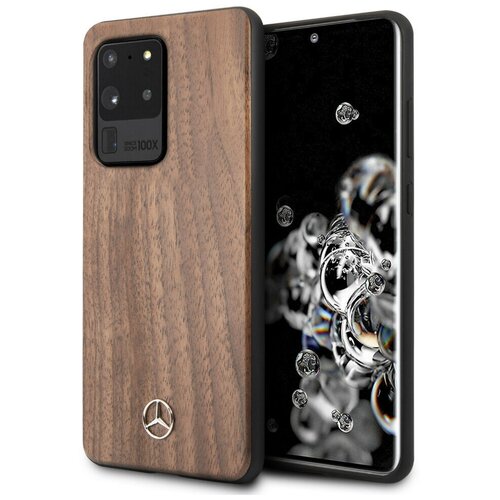 фото Чехол-накладка для samsung galaxy s20 ultra mercedes wood hard walnut, коричневый (mehcs69vwolb)