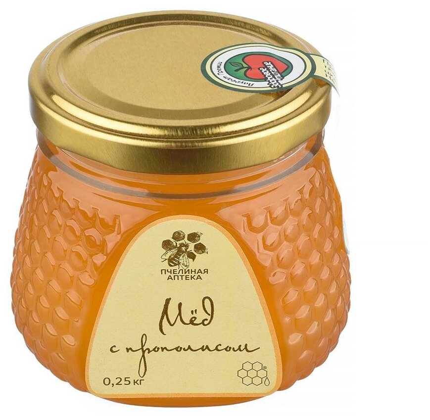 Мед с прополисом 025 кг "Пчелиная аптека" (БАД) (б/пласт).