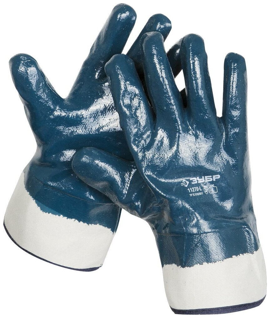 Прочные перчатки ЗУБР с нитриловым покрытием, масло-бензостойкие, износостойкие, L(9), HARD, профессионал, (11270-L)