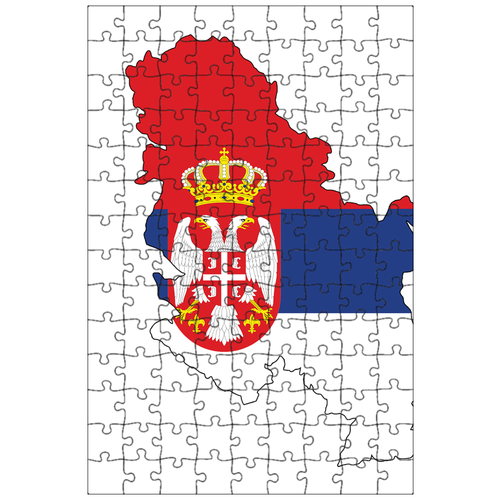 фото Магнитный пазл 27x18см."сербия, карта, флаг" на холодильник lotsprints