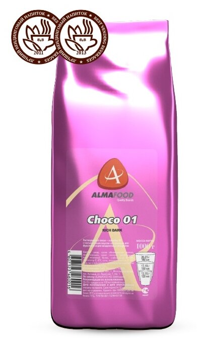 ALMAFOOD Choco 01 Rich Dark Какао-напиток растворимый, пакет, 1 кг - фотография № 2