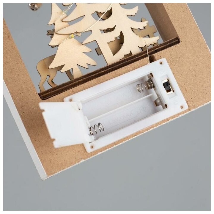 Светодиодная фигура "Дом со снеговиком" 13 x 19 x 3 см, дерево, батарейки АААх2