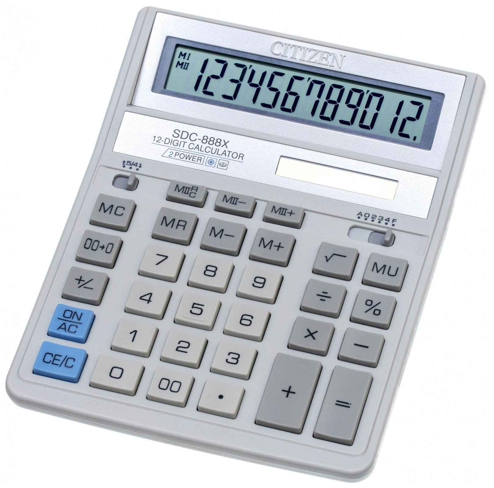 Калькулятор настольный Citizen полноразмерный, бухгалтерский, 12 разрядов, белый (SDC-888XWH)