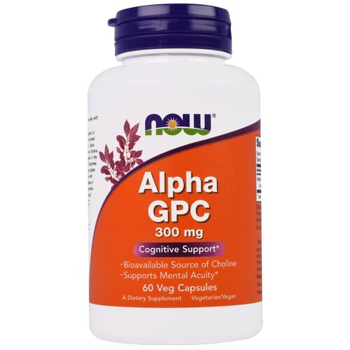 NOW Foods, Alpha GPC, 300 mg, альфа-ГФХ, 300 мг, 60 растительных капсул