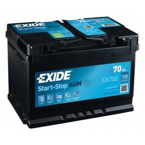 аккумуляторная батарея 19.5 17.9 евро 70Ah 760A 278 175 190 AGM EXIDE EK700 1шт