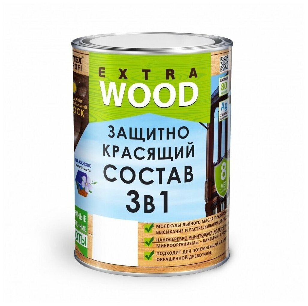 Защитно-красящий состав 3 в 1 FARBITEX PROFI WOOD EXTRA (Артикул: 4300007392; Цвет: Дуб; Фасовка = 0,8 л)