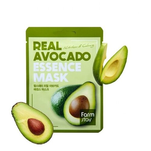 фото Набор тканевых масок с маслом авокадо farm stay real avocado essence mask 10шт1шт23гр farmstay