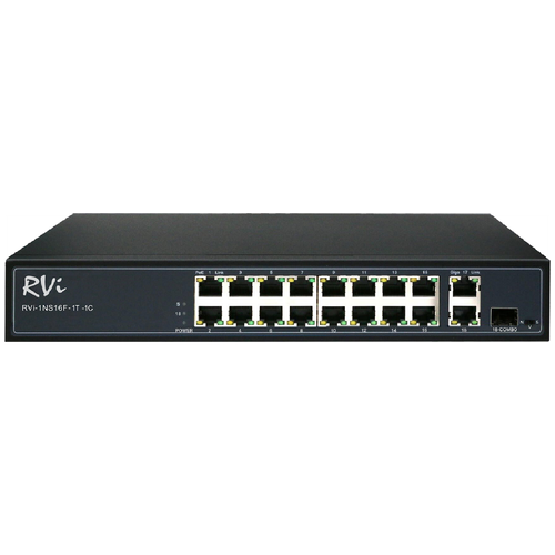 POE Коммутатор RVi-1NS16F-1T-1C на 16 портов + 2 uplink + 1 SFP