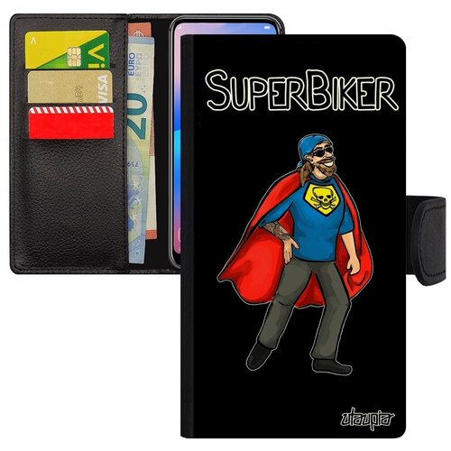 фото Защитный чехол-книжка для // iphone x // "супербайкер" рисунок мотоцикл, utaupia, черный