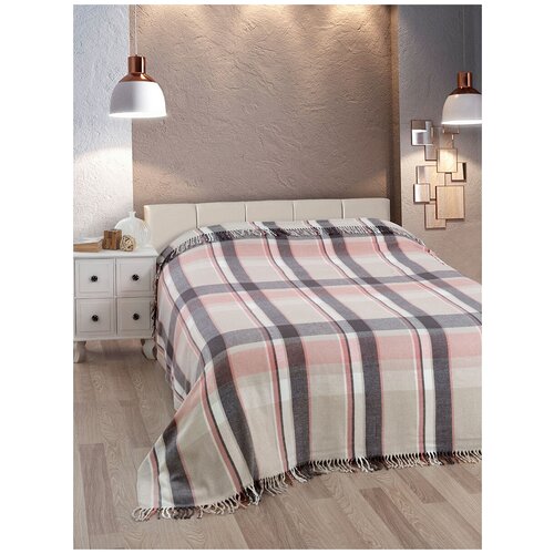 фото Плед karna турция акриловый (серый, розовый, бежевый) "lugan" 150x200 см