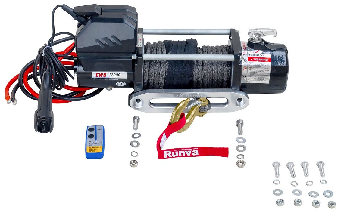 Лебёдка автомобильная электрическая 12V Electric Winch Magnum (made by Runva) 12000 lbs 5443 кг (синтетический трос)