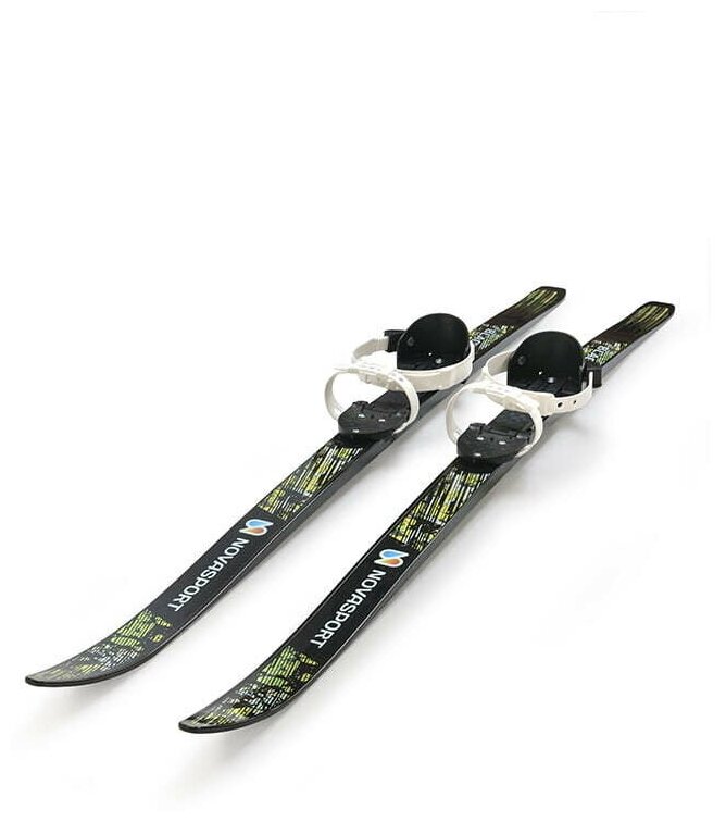 Лыжи подростковые NovaSport Black с универсальным креплением, 130/100 см
