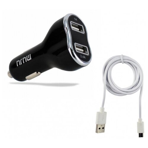 MUJU MJ-C10 ЗУ авто USB + кабель Micro USB (5B,2400mA)
