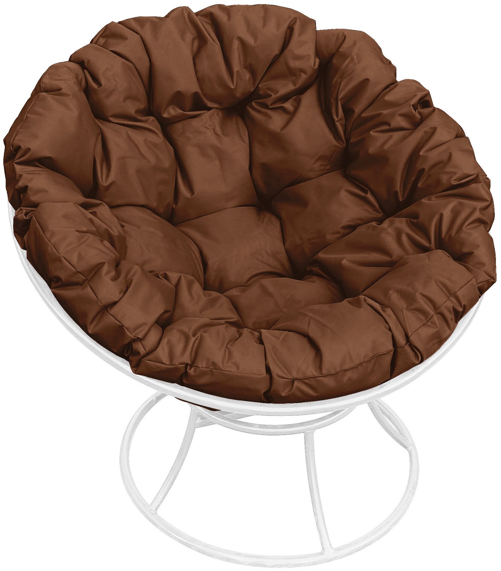 Кресло m-group папасан белое, коричневая подушка - фотография № 1