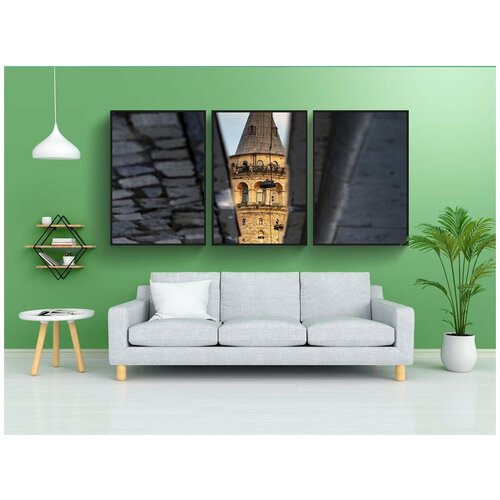 фото Набор модулных постеров для интерьера "башня, отражение, галата" 60x90 см. в тубусе, без рамки lotsprints