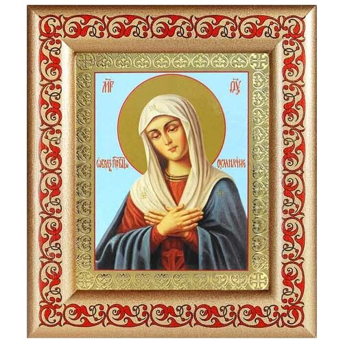 Икона Божией Матери Умиление, широкая рамка с узором 14,5*16,5 см икона божией матери всецарица широкая рамка с узором 21 5 25 см