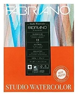 Альбом-склейка для акварели Fabriano "Watercolour studio Satin" 20,3x25,4 см 12 л 300 г - фото №7