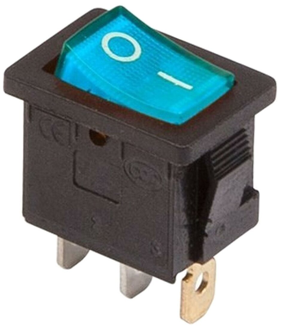 Выключатель клавишный Rexant Mini ON-OFF синий с подсветкой (250В 6А (3с)) {36-2151}