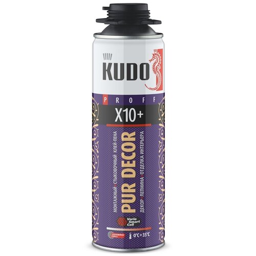 Клей-пена монтажный KUDO PUR DECOR X10+, монтажный и стыковочный, профессиональный, 650 мл клей пена монтажный и стыковочный профессиональный pur decor x10 650мл kudo kupp06b10hc