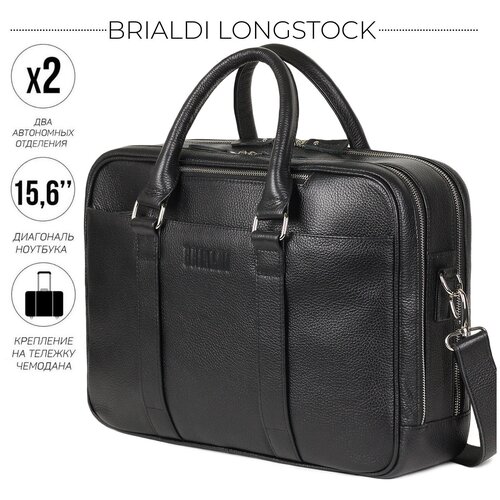 фото Вместительная деловая сумка с 2 отделениями brialdi longstock (лонгсток) relief black