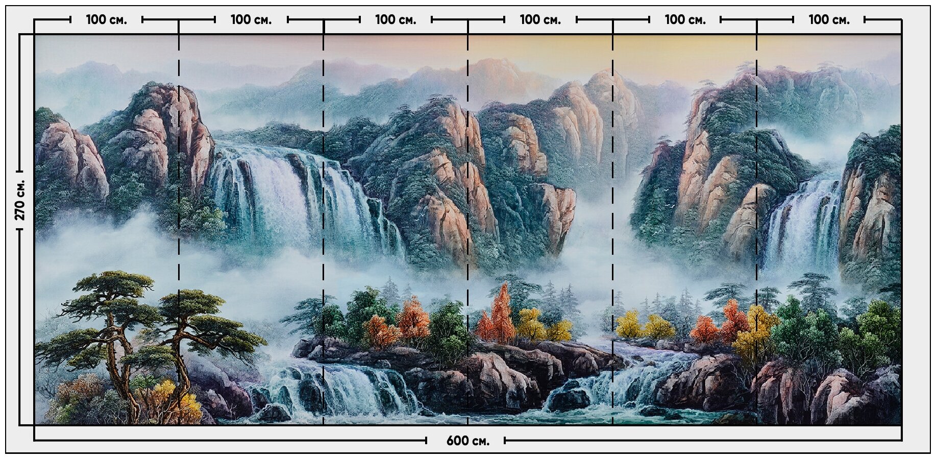Фотообои / флизелиновые обои Пейзаж с водопадами 6 x 2,7 м