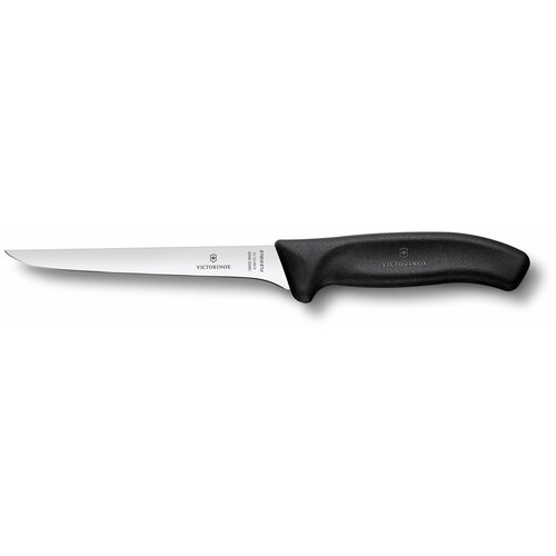 Нож кухонный Victorinox Fibrox (5.6403.15) стальной обвалочный для мяса лезв.150мм прямая заточка черный