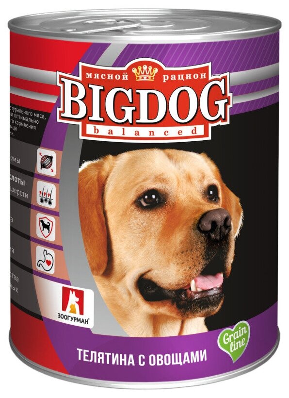 Влажный корм для собак зоогурман Big Dog Телятина с овощами 850 г (1 шт) Grain line