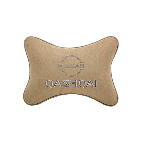 фото Подушка на подголовник алькантара beige с логотипом автомобиля nissan qashqai (new) vital technologies