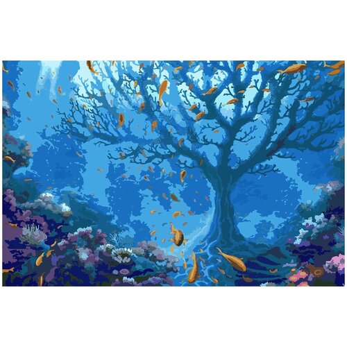 Купить Картина по номерам Подводное царство, 90 х 120 см, Красиво Красим, Картины по номерам и контурам
