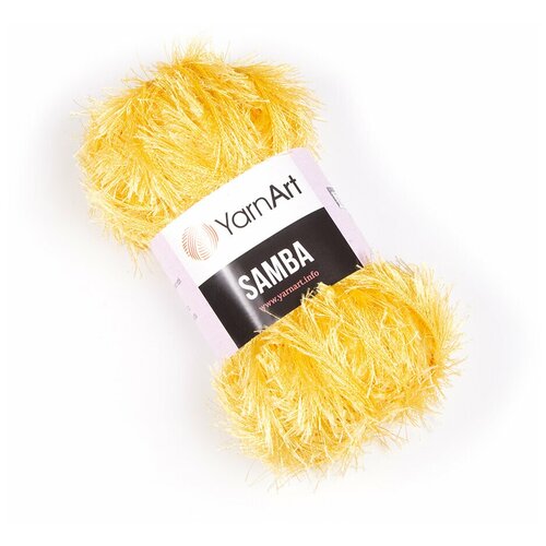 Пряжа для вязания YarnArt Samba (ЯрнАрт Самба) - 5 мотков 47 светло-желтый, травка, фантазийная для игрушек 100% полиэстер 150м/100г