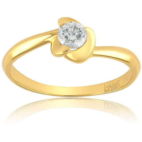 Золотое витое кольцо с натуральным бриллиантом CROES, размер 17.5
