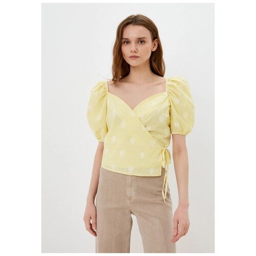 Блузка с коротким рукавом KOTON TEENAGE, 1YAL68079IW, цвет: YELLOW STRIPE, размер: 38