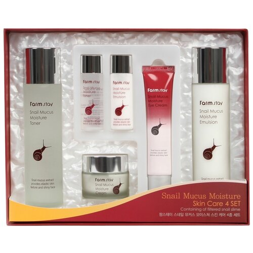 Farmstay Snail Mucus Moisture Skin Care 4 Set увлажняющий крем для лица с экстрактом улиточного муцина snail moisture cream 100г