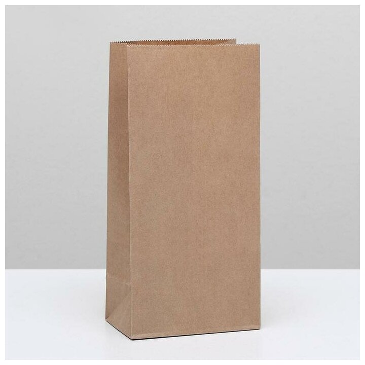 Пакет крафт бумажный фасовочный, прямоугольное дно 12 х 8 х 24 см (100шт.)