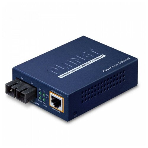 Медиаконвертер PLANET FTP-802S15 с PoE со 100Base-FX в 10 / 100Base-TX (SC, SM) - 15 км