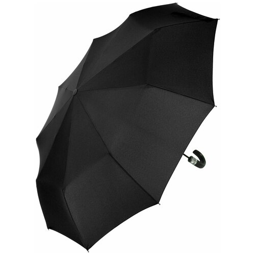 Классический автоматический зонт Popular 1529 с кожаной ручкой крючком черного цвета