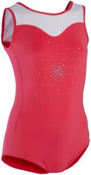 Купальник без рукавов для спортивной гимнастики женский розово-белый, размер: 6 лет (115-124 см) DOMYOS Х Decathlon