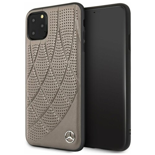 фото Кожаный чехол-накладка для iphone 11 pro max mercedes bow quilted/perforated hard leather, коричневый (mehcn65diqbr)