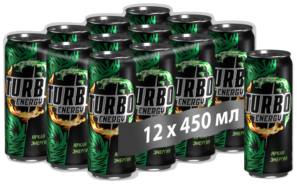 Энергетический напиток Turbo Energy Яркая энергия, 0.45 л, 12 шт.