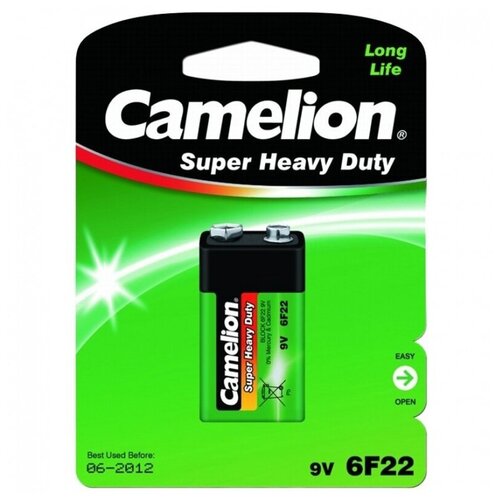 Батарейка Camelion 6F22 BL1 батарейка солевая camelion super heavy duty крона 9v упаковка 1 шт 6f22 sp1g camelion арт 6f22 sp1g